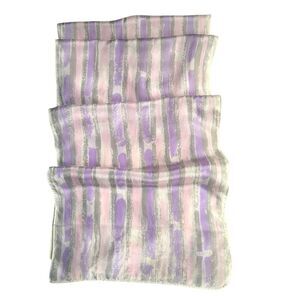 Vintage Echo 100% Silk Long Scarf Pastel Stripe Made in Italy